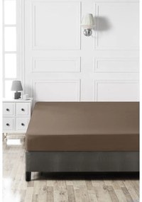 Brązowe bawełniane prześcieradło z gumką 140x200 cm – Mijolnir