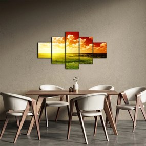 Obraz łąki ze świecącym słońcem (125x70 cm)
