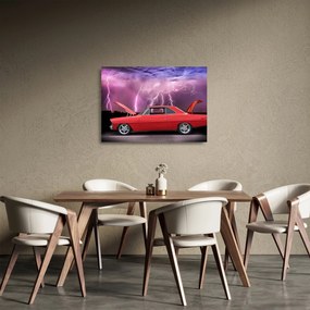 Obraz na szkle - czerwone auto (70x50 cm)