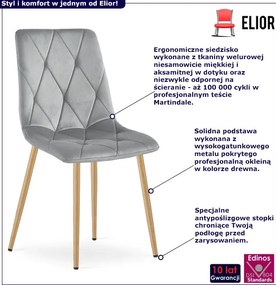 Jasnoszare krzesło metalowe tapicerowane do stołu W8-W40