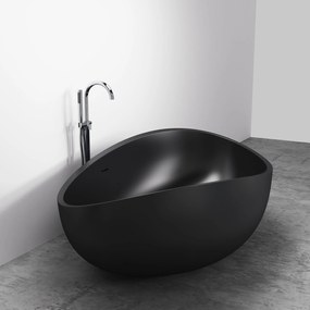 Wanna wolnostojąca WAVE konglomerat Solid SurfaceCzarny mat - 180 x 110 x 62 cm