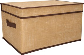 Organizer Tekstylny Brązowy Pudełko z Pokrywą 40x30x25cm do Szafy Garderoby