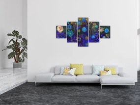 Obraz ciemnoniebieskich kwiatów (125x70 cm)