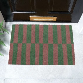 Wycieraczka z włókna kokosowego 40x60 cm Pink &amp; Green Half Stripes – Artsy Doormats