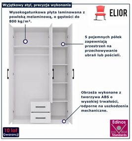 Biała dwudrzwiowa szafa do sypialni E3-L38