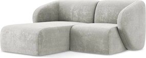 Jasnoszary narożnik z tkaniny szenilowej (lewostronny/z szezlongiem) Lani – Makamii