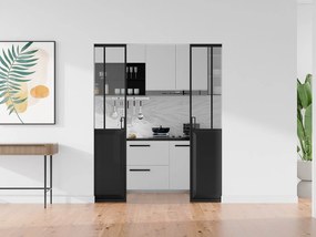 Drzwi przesuwne podwójne industrialne chowane w ścianie - Czarny i szkło hartowane - 2 x wys. 205 x szer. 73 cm - ARTISTO II