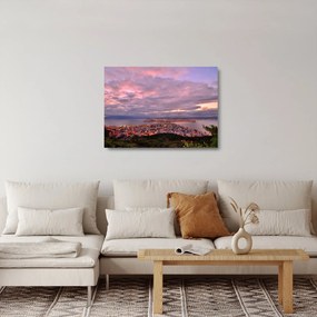 Obraz na szkle - Zmierzch nad miastem (70x50 cm)