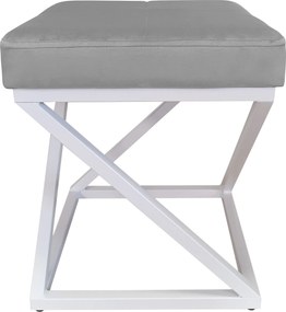 Pufa ZOA tkanina Welur loft ławka podnóżek metal : Kolor Stelaża - Biały, Kolor tkaniny - VELVET - MG17, Typ tkaniny - Velvet