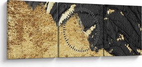 Obraz - Złota struktura N⁰1 (z zegarem) (90x30 cm)