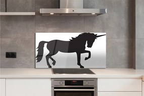 Panel szklany do Kuchni Mistyczny Czarny Jednorożec