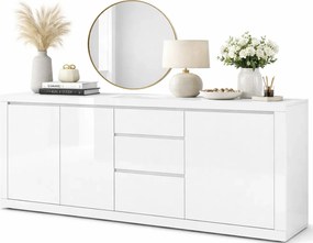 Szeroka biała komoda z szufladami i szafkami R5-D68