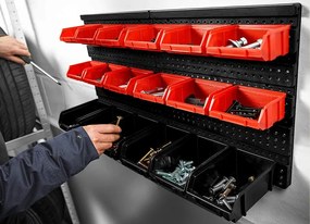 Wiszący organizer warsztatowy ORDER, 30 pudełek, 64x2x38cm, czerwona/czarna Jurhan