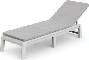 Jasnoszary plastikowy/tapicerowany regulowany składany leżak ogrodowy Atlas – Keter