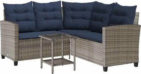 Sofa ogrodowa ze stolikiem szaro granatowa N8-P93