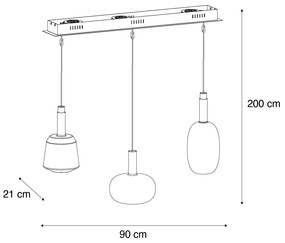 Lampa wisząca czarna z wielokolorowym szkłem z LED 3-źródła światła Easylift - Irides Nowoczesny Oswietlenie wewnetrzne