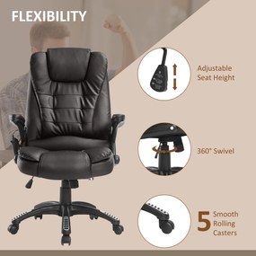 HOMCOM Fotel biurowy ergonomiczny obrotowy z masażem i podgrzewaniem ciemny brąz | Aosom PL
