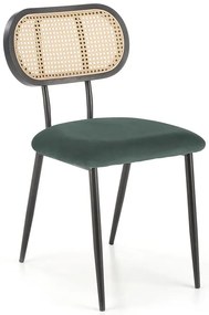 Zielone krzesło z rattanem w stylu boho - Varris