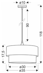 Morsko-czarna lampa wisząca z tekstylnym kloszem ø 35 cm Solanto – Candellux Lighting