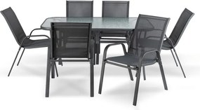 Zestaw Mebli Ogrodowych LIBERTY Szary 6 Krzeseł Stół Tarasowy Nowoczesny