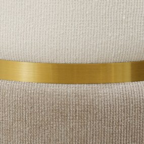 HOMCOM Taboret z miejscem do przechowywania, kremowy, z metalowym pierścieniem, dwukolorowy design, Ø36 x 44H cm