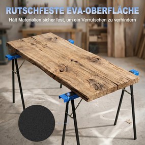 HOMCOM Zestaw 2 solidnych, składanych metalowych kozłów do prac stolarskich i projektów DIY, niebieski i czarny | Aosom PL