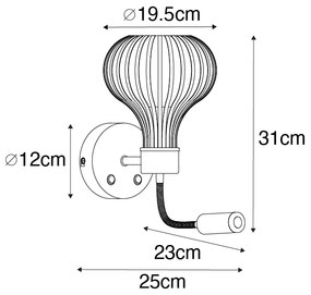 Nowoczesna lampa ścienna czarna z lampką do czytania 2-punktowa - Saffira Brescia Nowoczesny Oswietlenie wewnetrzne