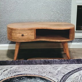 Stolik kawowy w stylu dębowym Artisan Furniture, 1 szuflada, 1 otwarta półka, brązowy