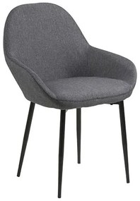Ciemnoszare metalowe tapicerowane krzesło muszelka R7-P41
