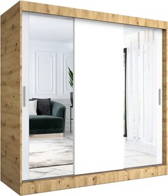 Szafa przesuwna dąb artisan + biały 200 cm T2-Z80