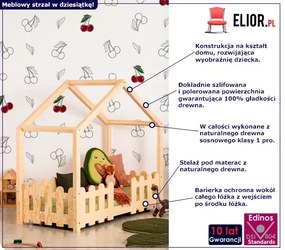 Drewniane łóżko domek z barierką - Relix 3X