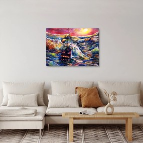 Obraz - Statek na falach oceanu, akwarela (70x50 cm)