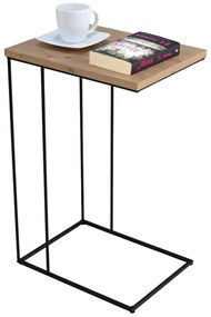 Minimalistyczny druciany stolik pomocniczy dąb artisan + czarny - Martix 5X