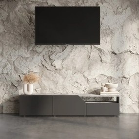 Czarna szafka pod TV w dekorze betonu 180x38 cm Verone – TemaHome