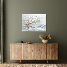 Obraz na szkle – Eleganckie drzewo życia 3D (70x50 cm)