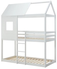 Łóżko piętrowe domek 2 x 90 x 190 cm - Drewno sosnowe i MDF - Biały - LIDOVARA