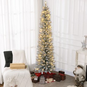 HOMCOM Choinka 210 cm, Girlanda LED, Sztuczne Gałęzie, Ognioodporne, Metalowa Podstawa, Zielony | Aosom PL