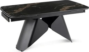 Stół Rozkładany Prostokątny VERONA 160-240 cm Ceramiczny Czarny Marmur/Czarny Nowoczesny