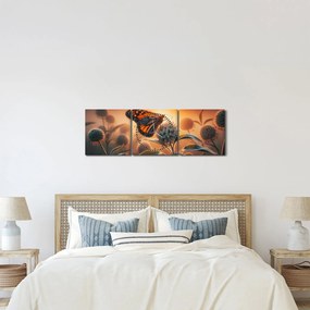 Obraz – Motyl w zachodzącym słońcu (z zegarem) (90x30 cm)