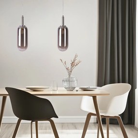 Antracytowa lampa wisząca LED ze szklanym kloszem ø 13 cm Fiuggi – Candellux Lighting