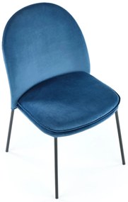 K443 krzesło granatowy, tapicerowany, tkanina velvet,