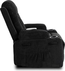 Fotel Masujący BOX 2 Rozkładany z Podnóżkiem Czarny Nowoczesny