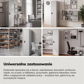 Szafa na akta kartotekowa na klucz szara, 450x1850x600 mm: ALEX D600