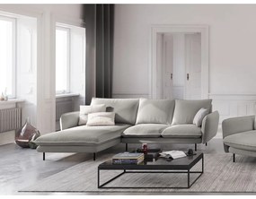 Jasnoszara sofa narożna Cosmopolitan Design Vienna, lewostronna