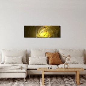 Obraz żółtej abstrakcyjnej spirali (z zegarem) (90x30 cm)