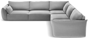 Jasnoszary aksamitny narożnik Vanda – Mazzini Sofas