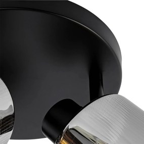 Plafon z reflektorami czarny z przydymionym szkłem okrągły 3-światła regulowany - Laura