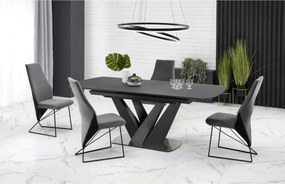 Stół Palermo 160-200x90 – rozkładany stół z ciemno-popielatym blatem wykonanym z MDF lakierowany, srebrna podstawa