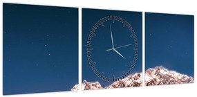 Obraz gór i nocnego nieba (z zegarem) (90x30 cm)