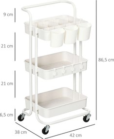HOMCOM Wózek serwisowy z 3 koszami na półki